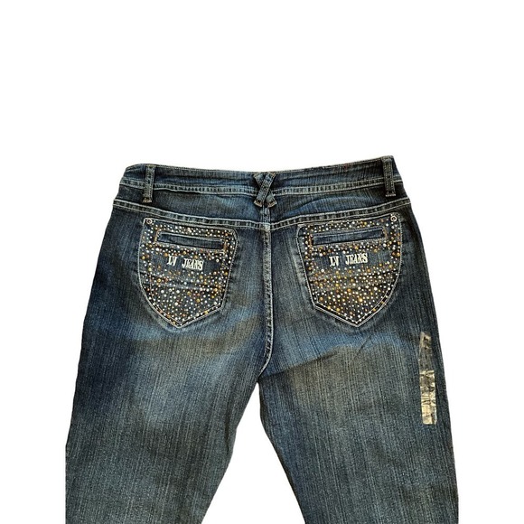 LV Jeanswear Jeans Women Size 15/16 Black Denim Bootcut leg Mid Rise Ramie Blend - Picture 3 of 6